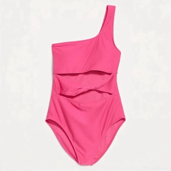 Old Navy Pink One-Shoulder Cutout Swimsuit - Picture 3 of 3